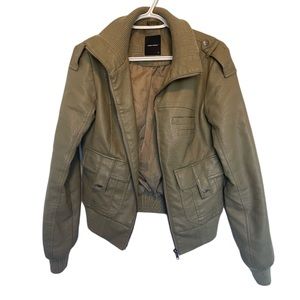 Olive Green Vero Moda Leather Jacket